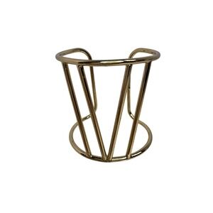 Gold Tone Geometric Cage Cuff Bracelet Architectural Open Back Statement Y2K
